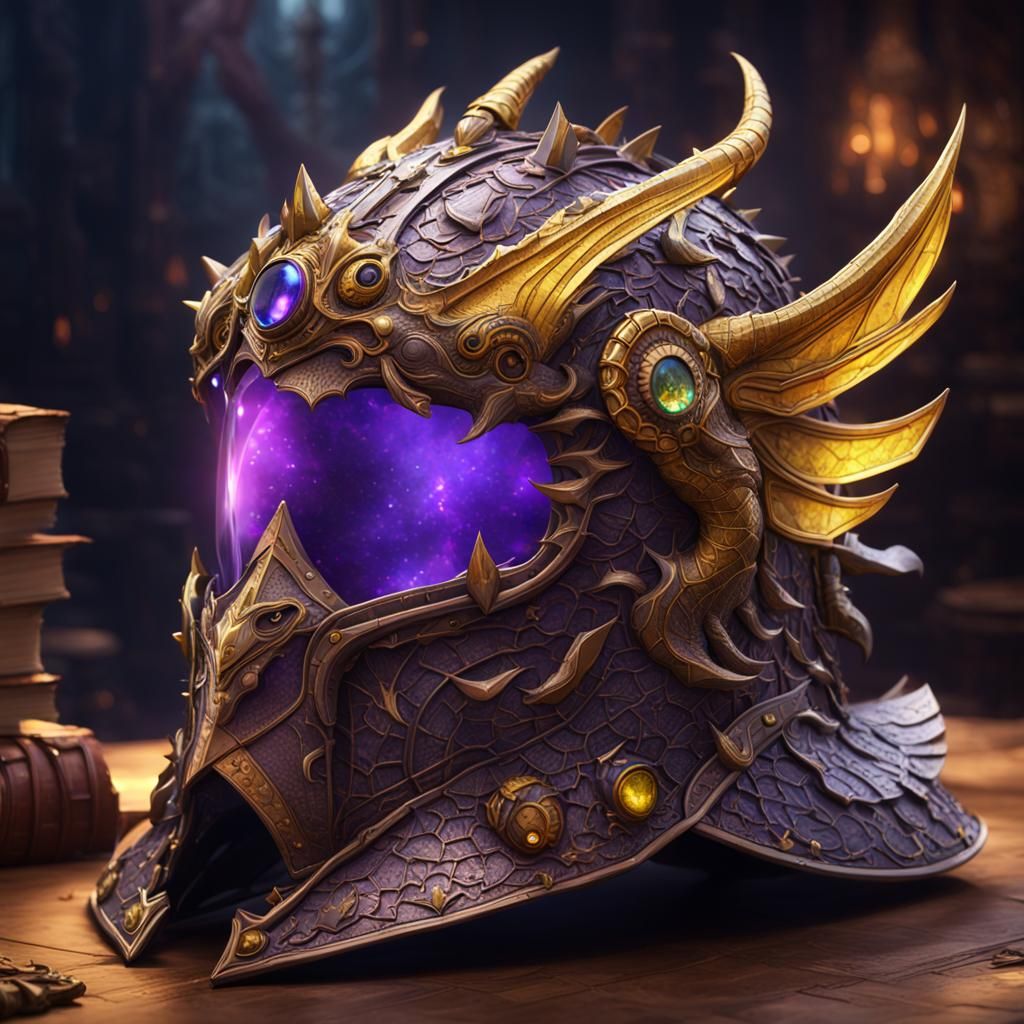 Dragon Styled Knight Helmet: Dark Fantasy Concept Art