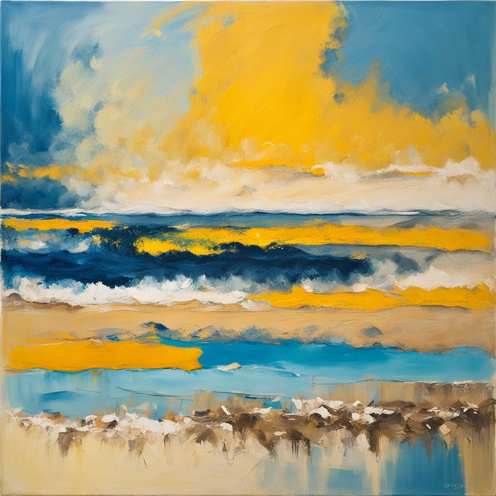 Abstract Beach Painting in Expressionist Style