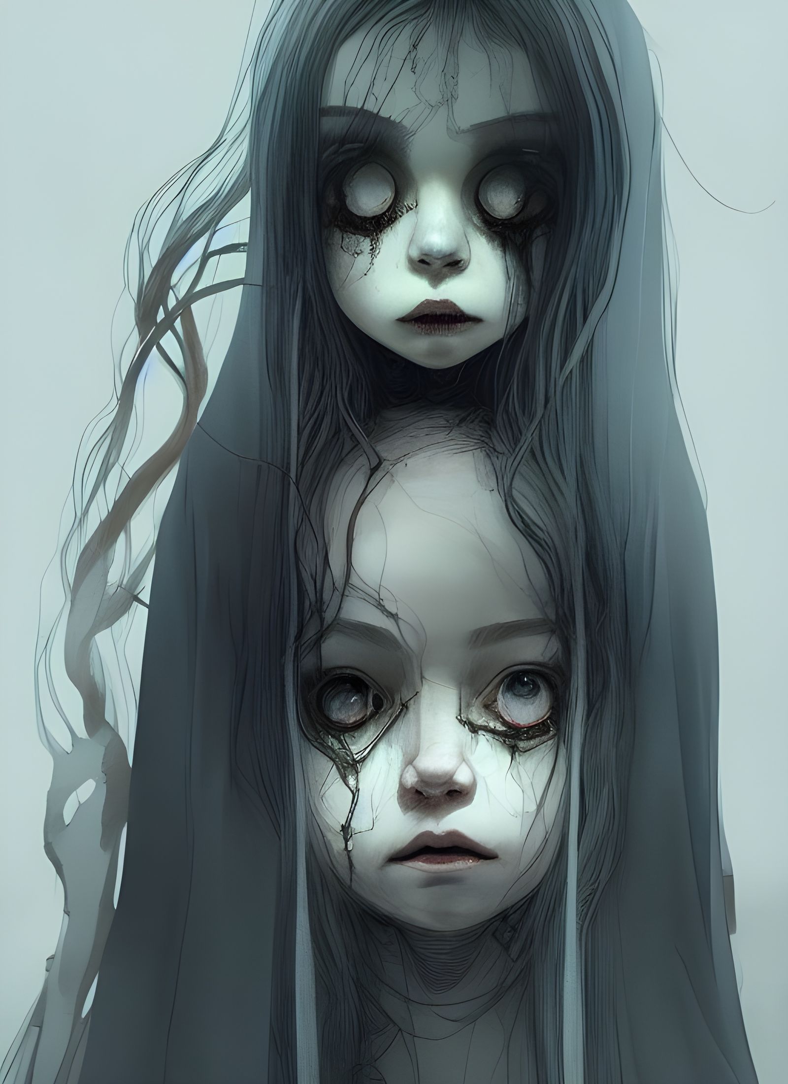 Ghostly Girl Portrait in Haunted Mansion