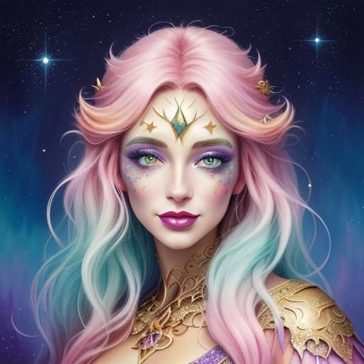 Charming Watercolor Witch Portrait in Pastel Colors