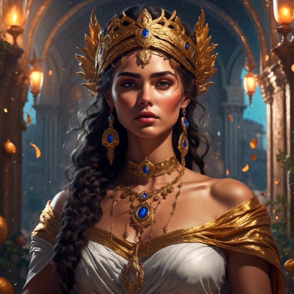 Hyperrealistic Portrait of Semele, Beautiful Theban Princess