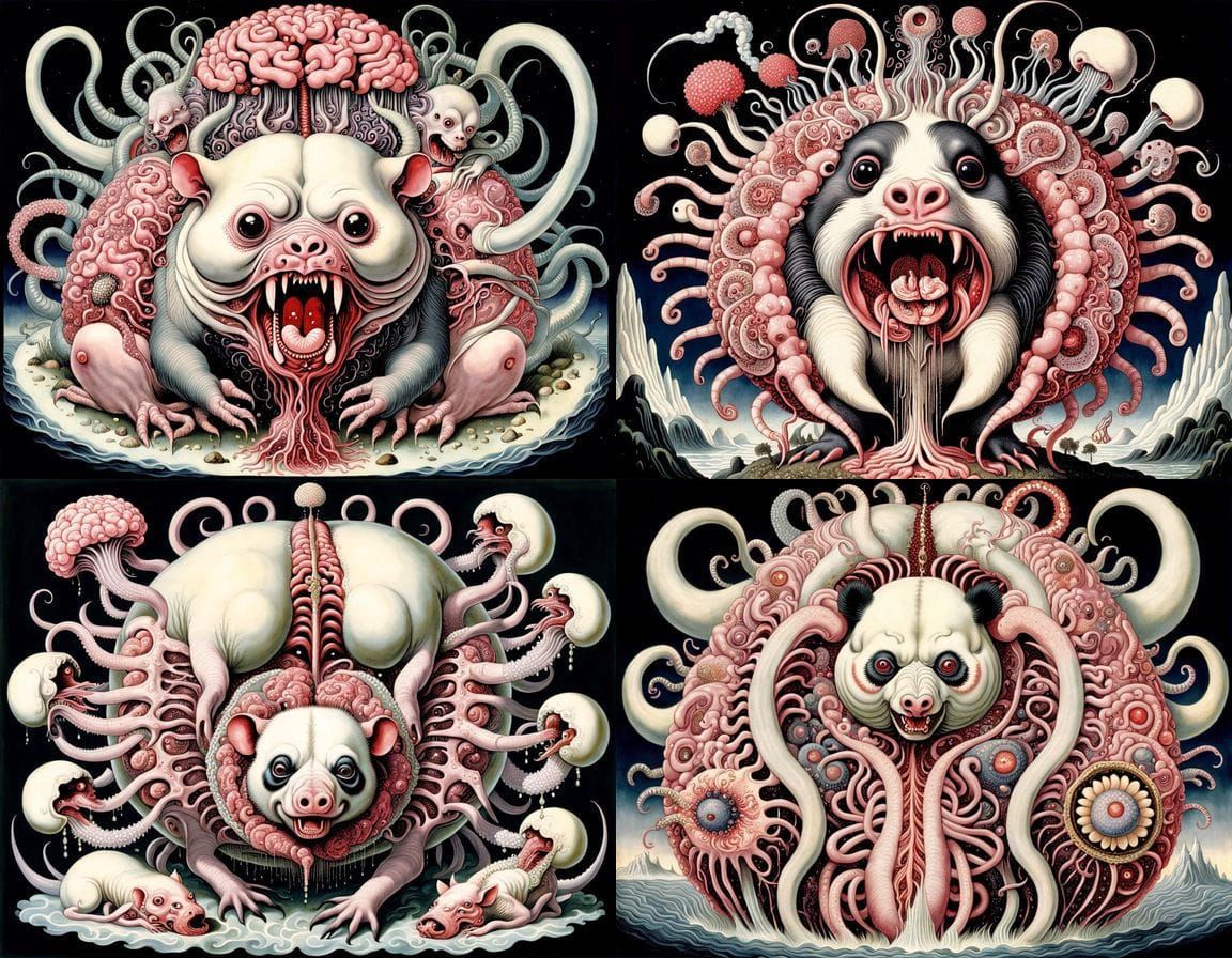 Surreal Malaysian Homunculus in a Swirling Meat Vortex