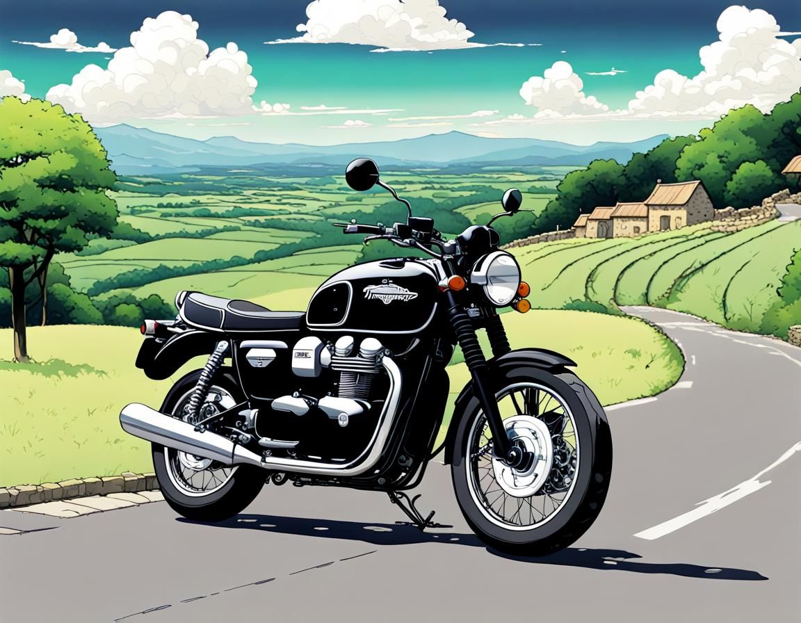 Triumph Bonneville T120 in Japanese Anime Style