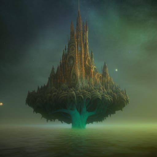 Fantastical Castle in Giant Tree: Cel-Shaded Render