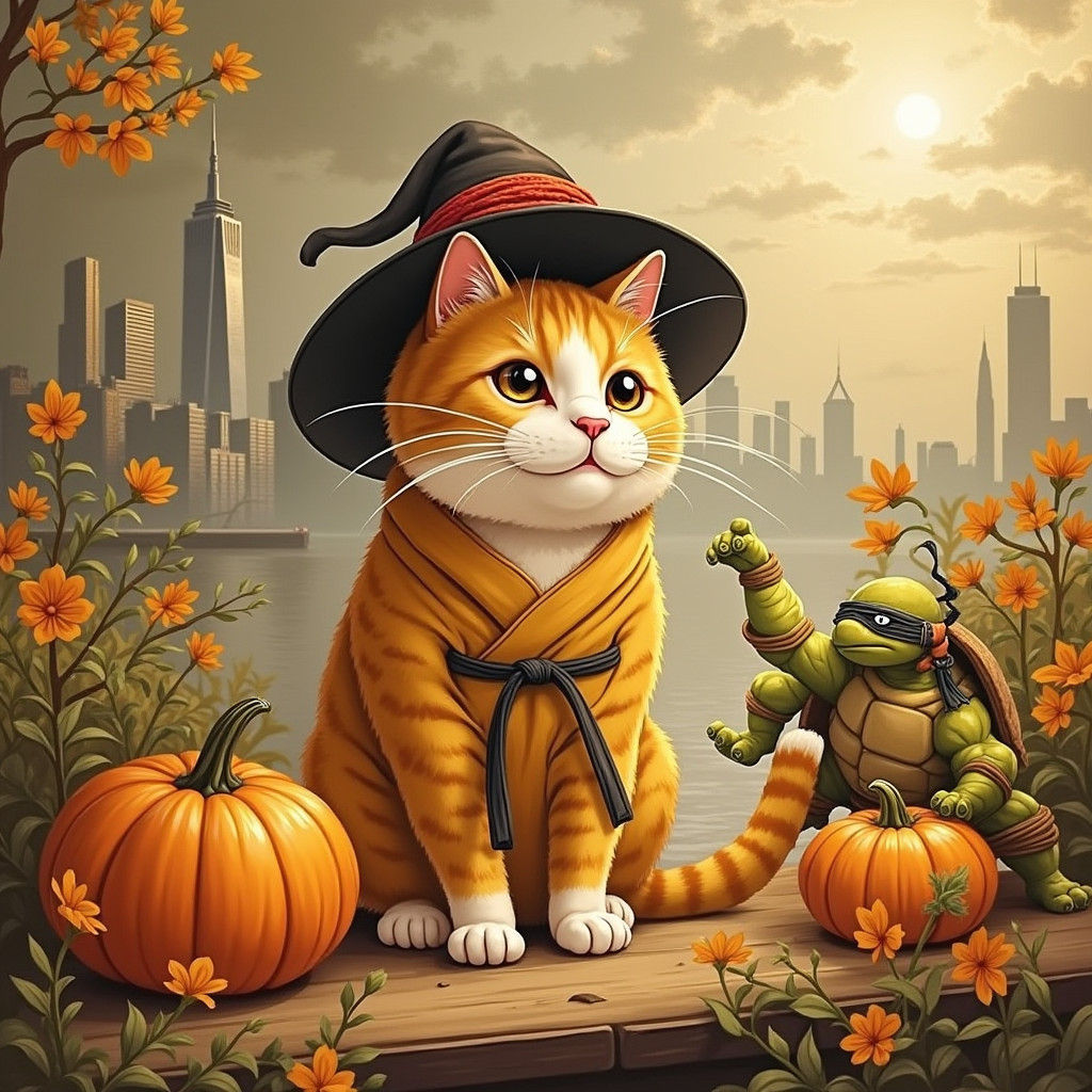 Cat and Turtle Jiujitsu Training Near NYC Skyline