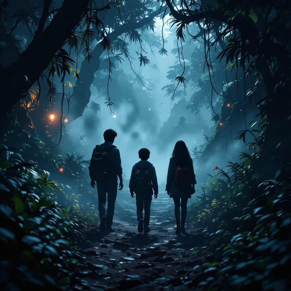 Mystical Jungle Adventure with Glowing Lights