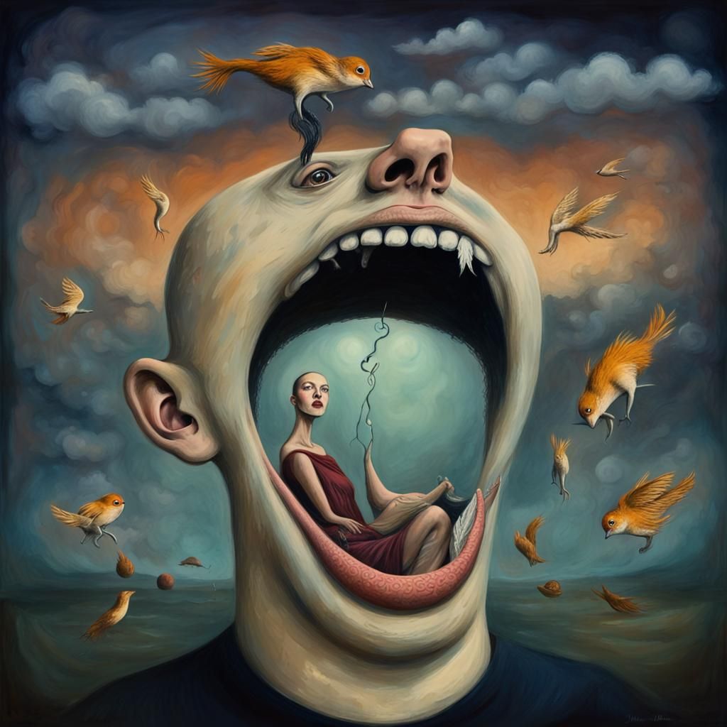 Surreal Scene: Singing Through Deep Trouble