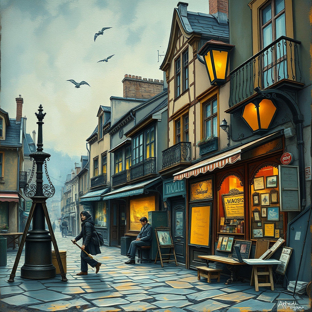 Montmartre Artists: A Vintage Mixed Media Illustration