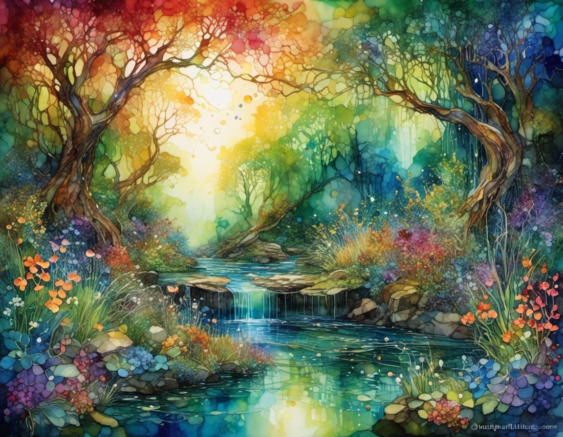 Lush Paradise: Alcohol Ink Fantasy Painting