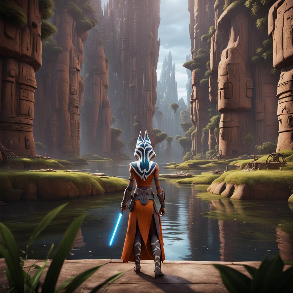 Ahsoka Tano Detailed Matte Painting in 8k