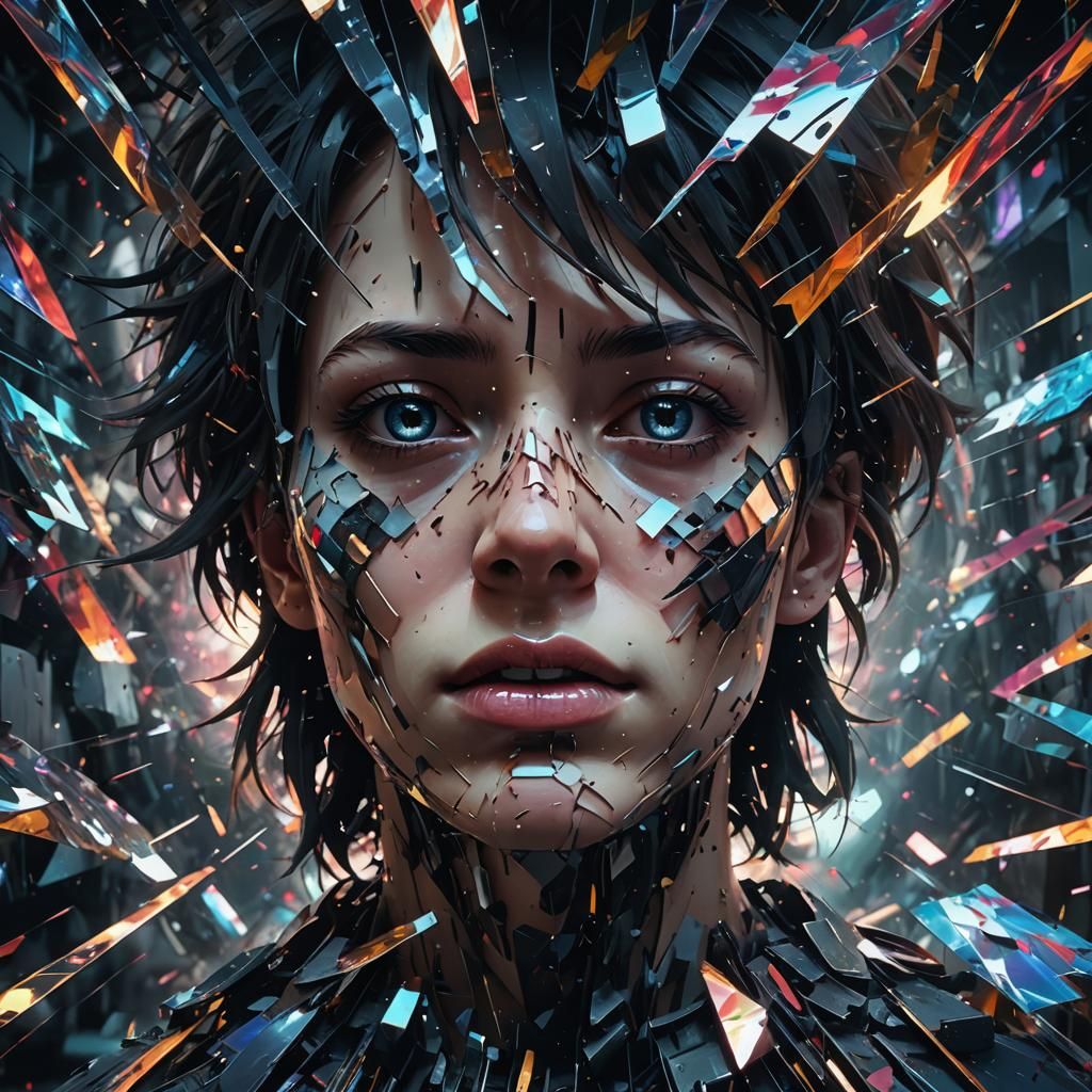 Surreal Distorted Face in Grotesque 3D Anime Art