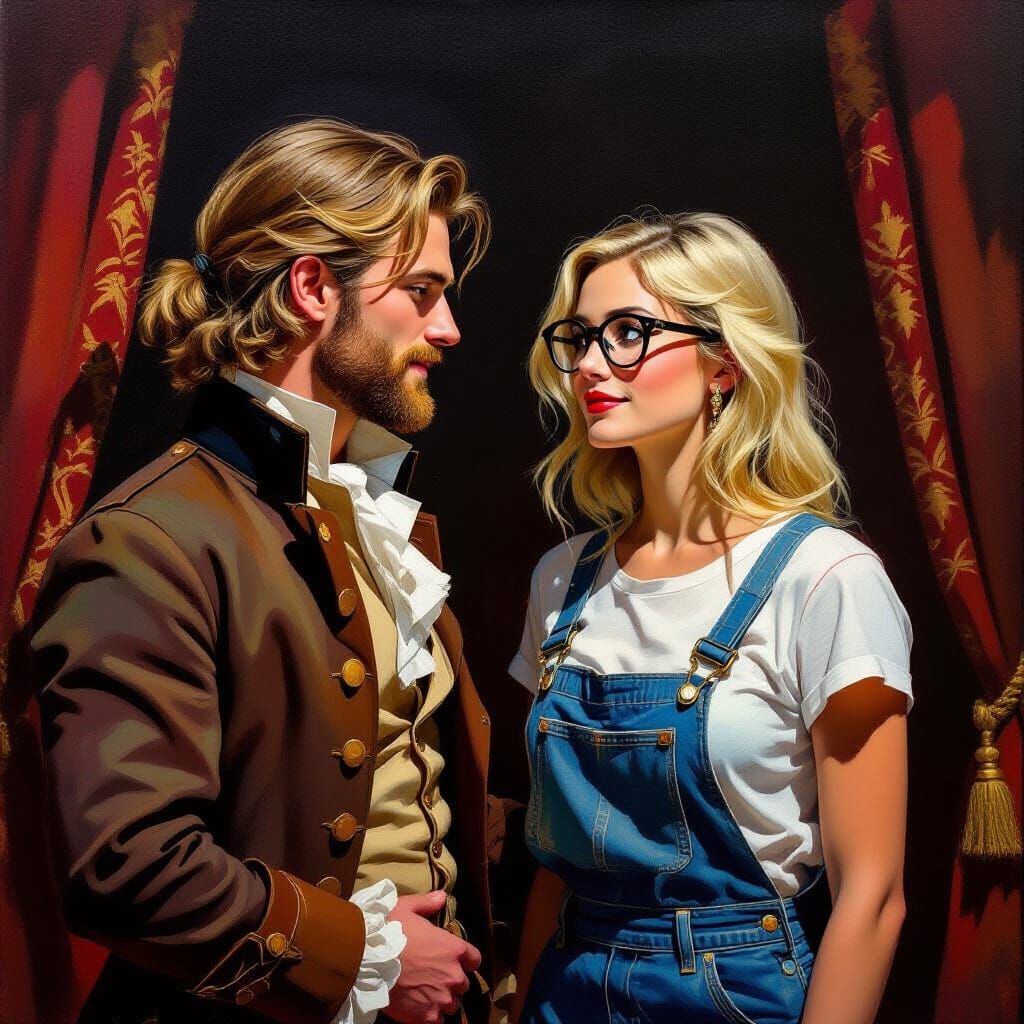 Backstage Conversation: An Impressionistic Oil Painting