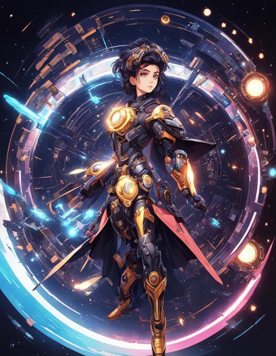 Cyborg Heroine in Elegant 80s Anime Style