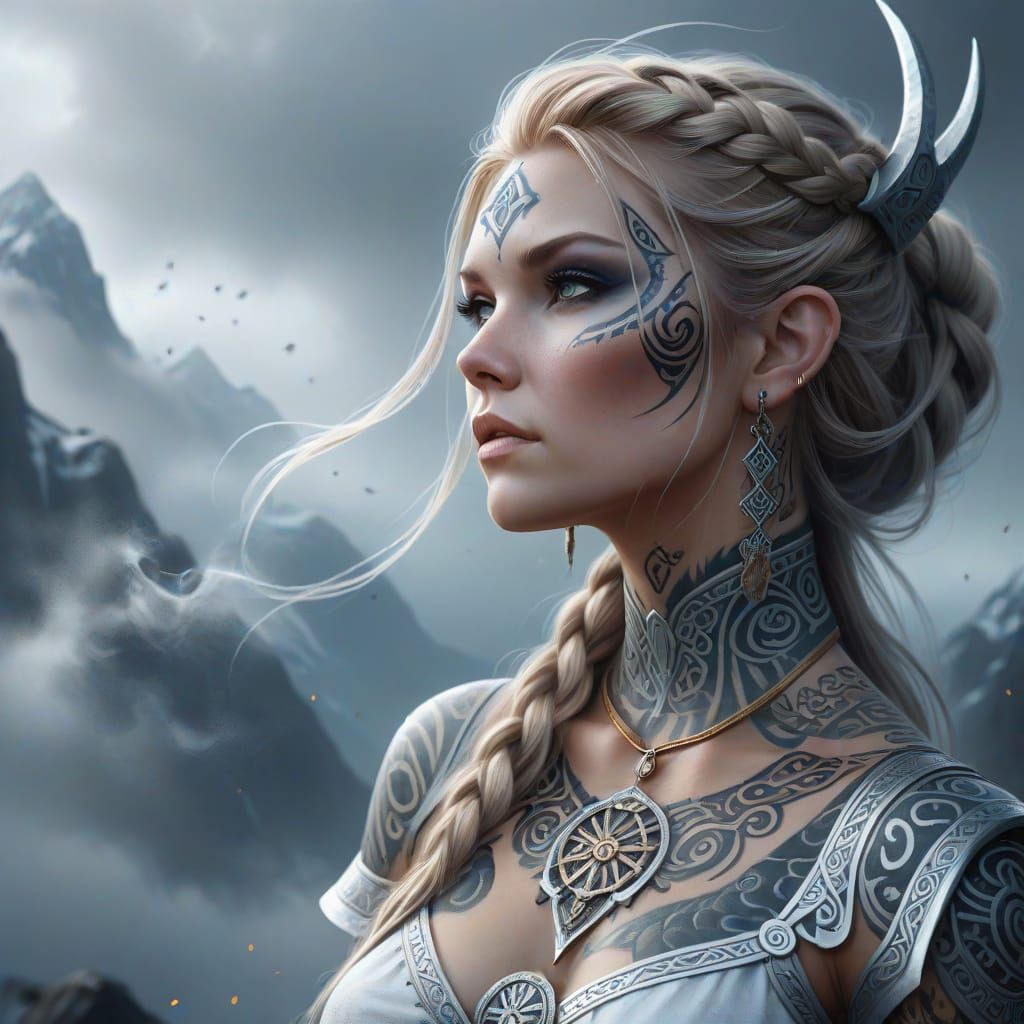 Tattooed Norse Goddess Digital Painting