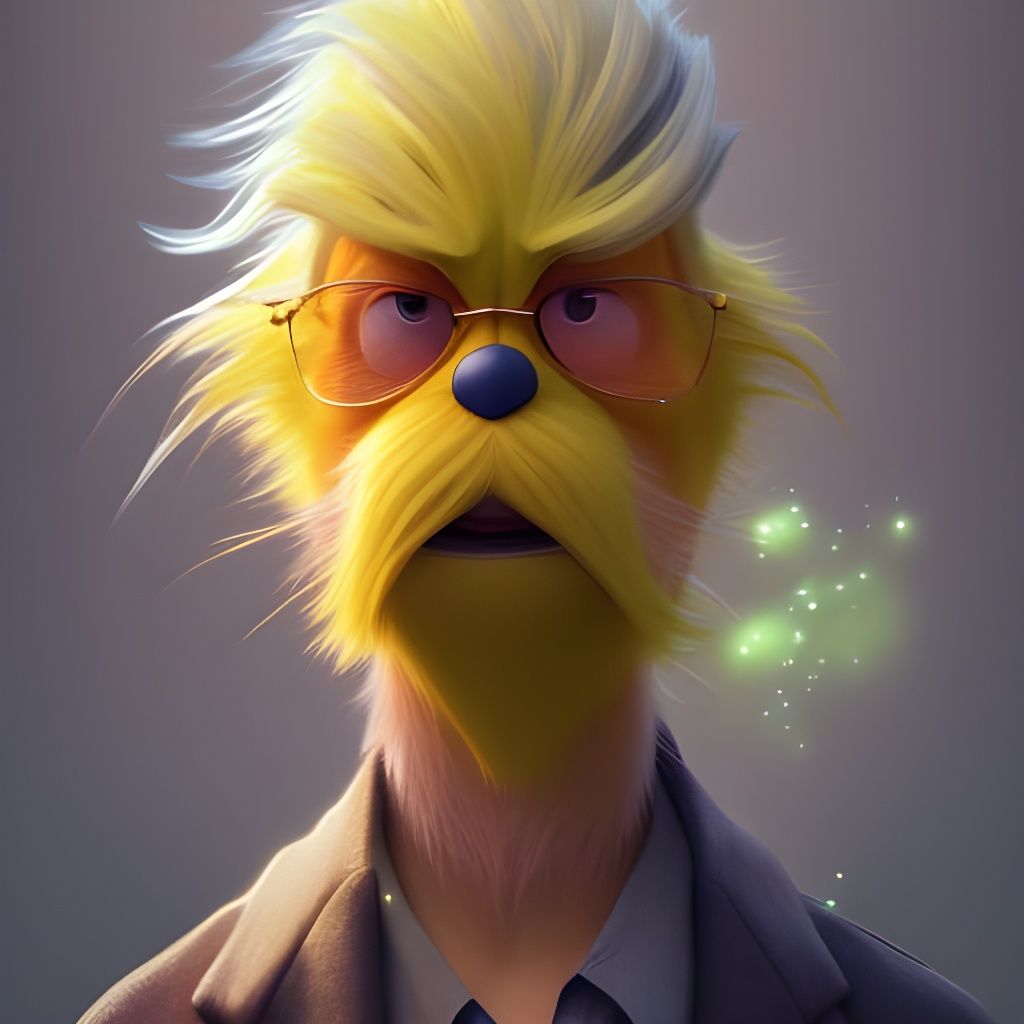 Detailed Portrait of The Lorax in Art Nouveau Style