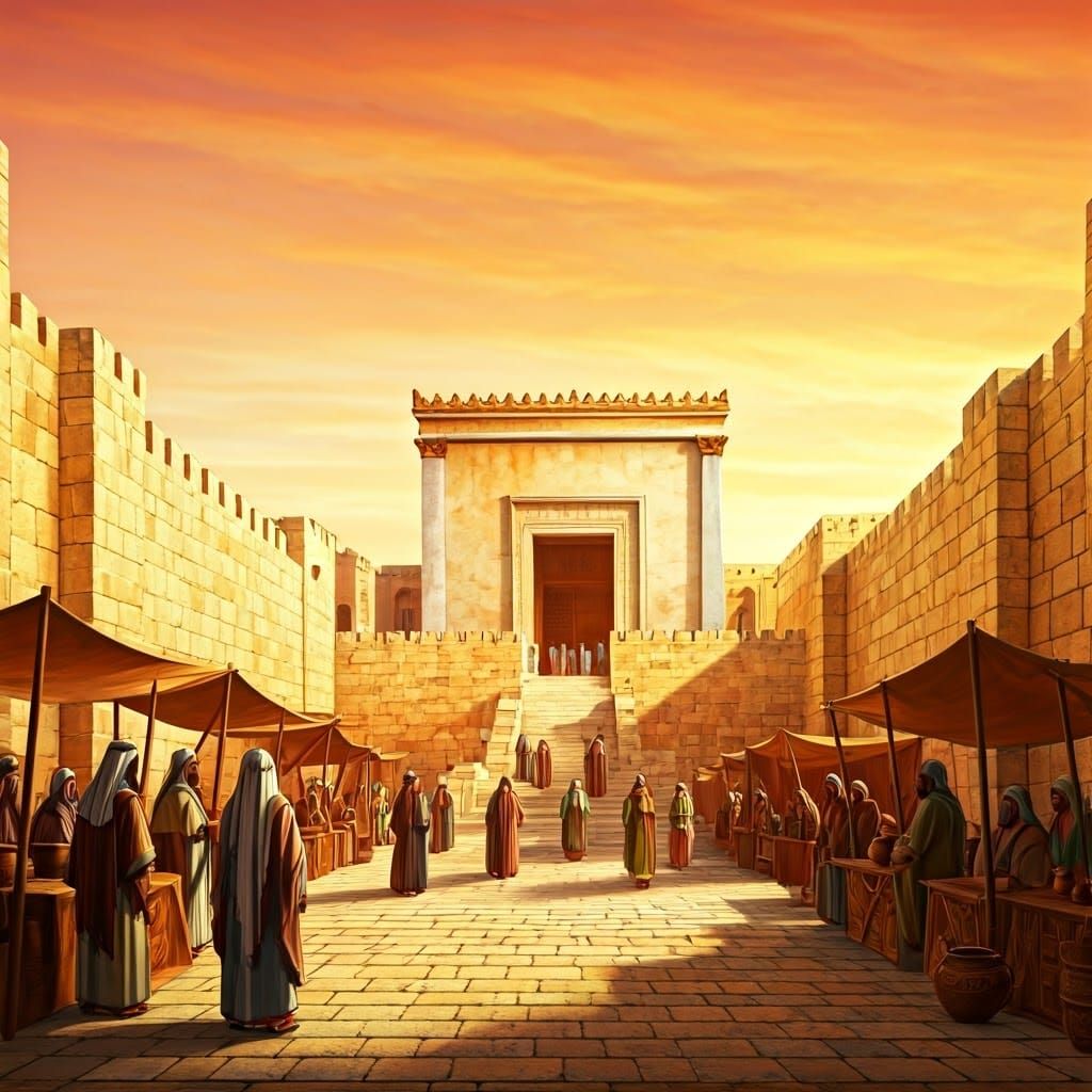 Ancient Israelites Gather Around the Jerusalem Temple in a V...