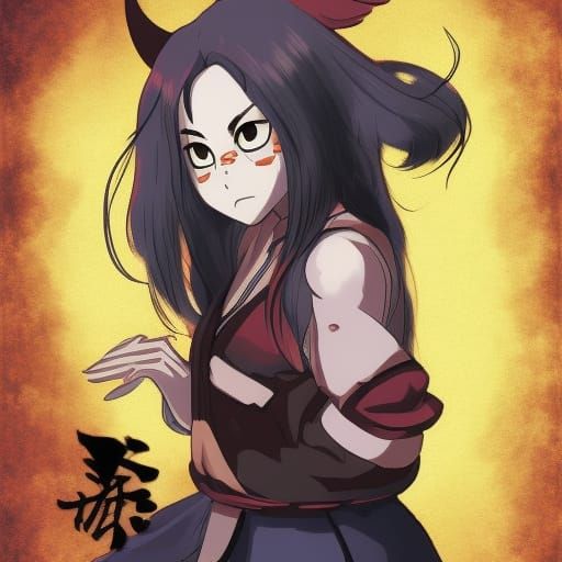 Female Oni Demon in Studio Ghibli Anime Style