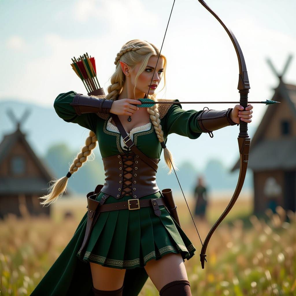 Elf Ranger with Shortbow in Medieval Style
