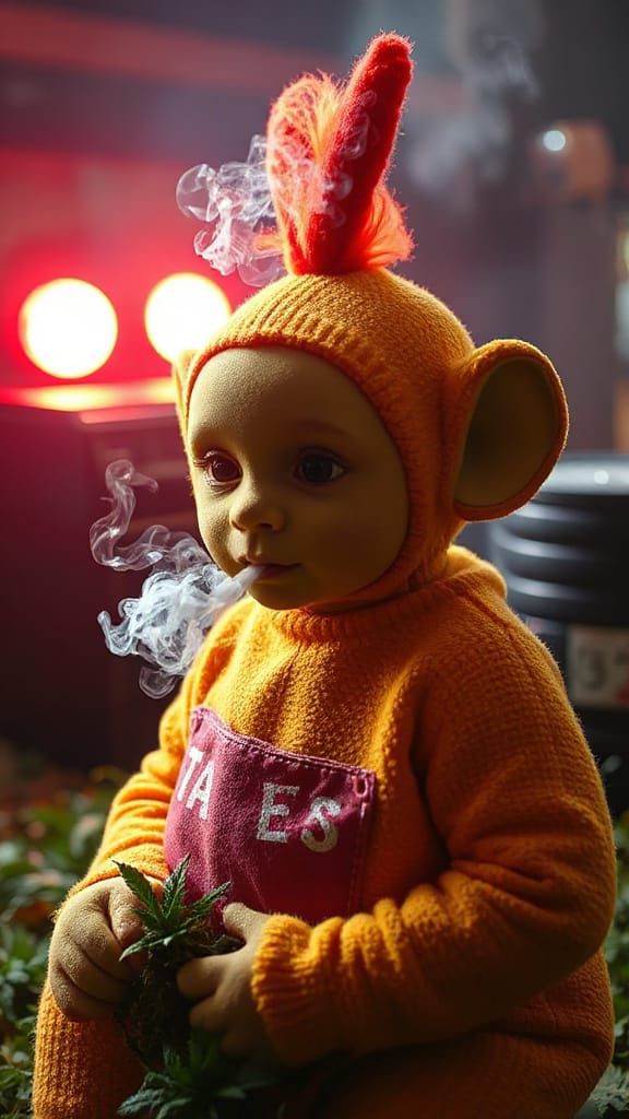 Smoking Teletubby Gangster Rap Album Art