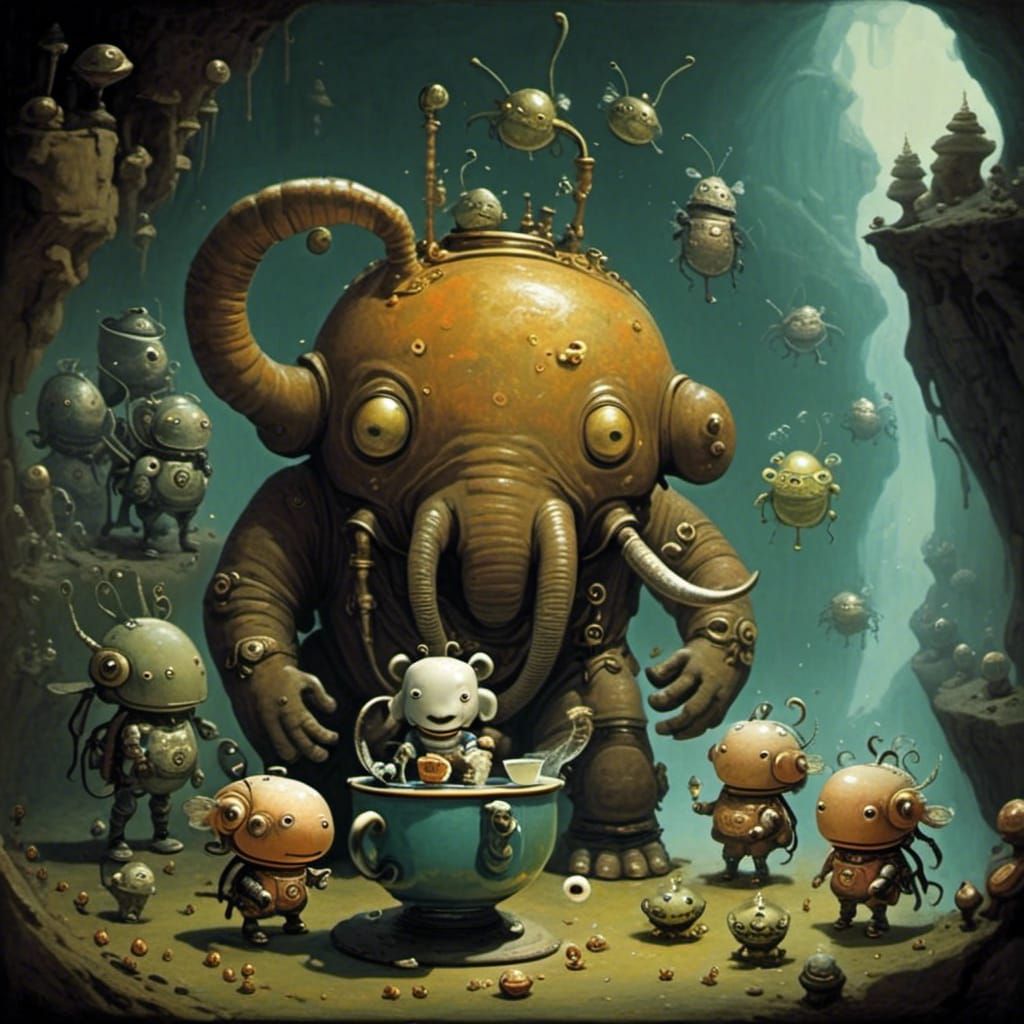 Astronaut's Tea Break with Alien Bugs