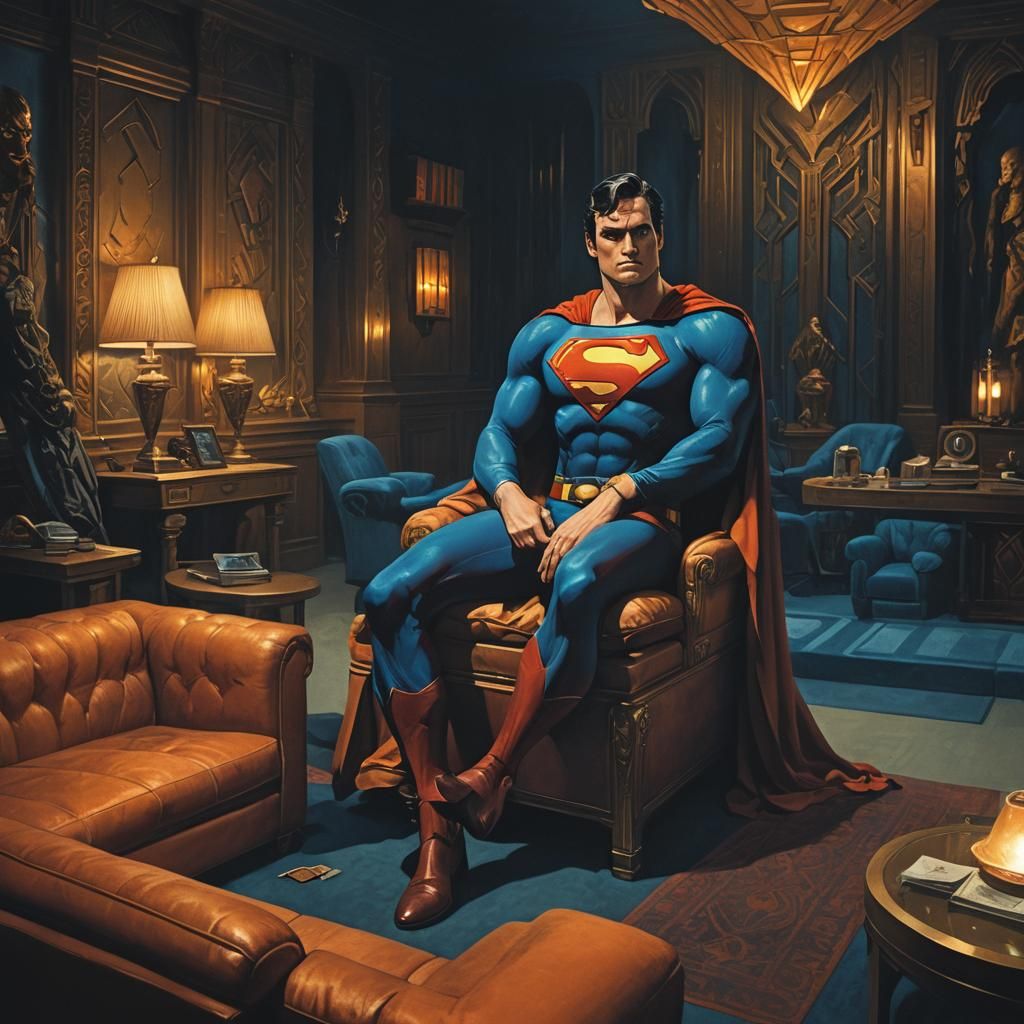 Superman Seeks Therapy: A Matte Painting in Mystical Chamber
