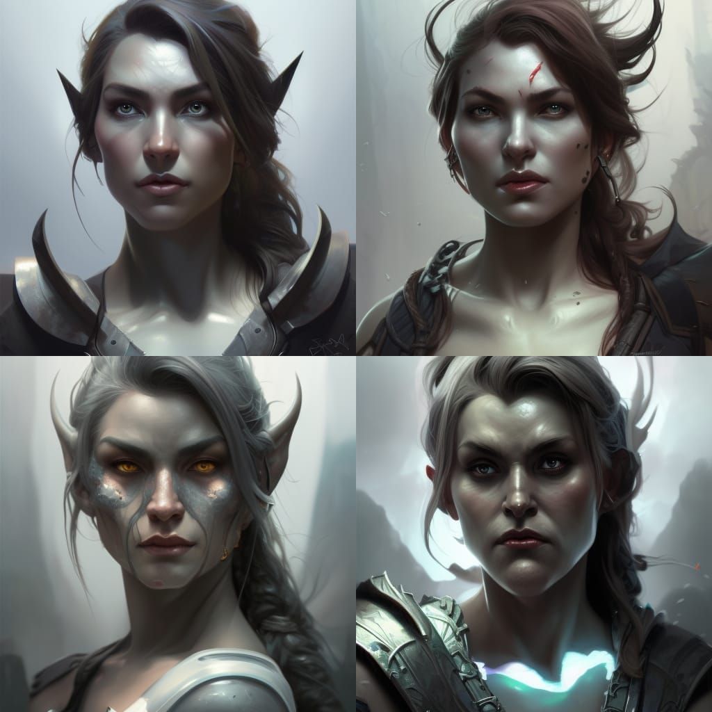 Detailed Orc Woman Portrait in Hyperdetailed Style