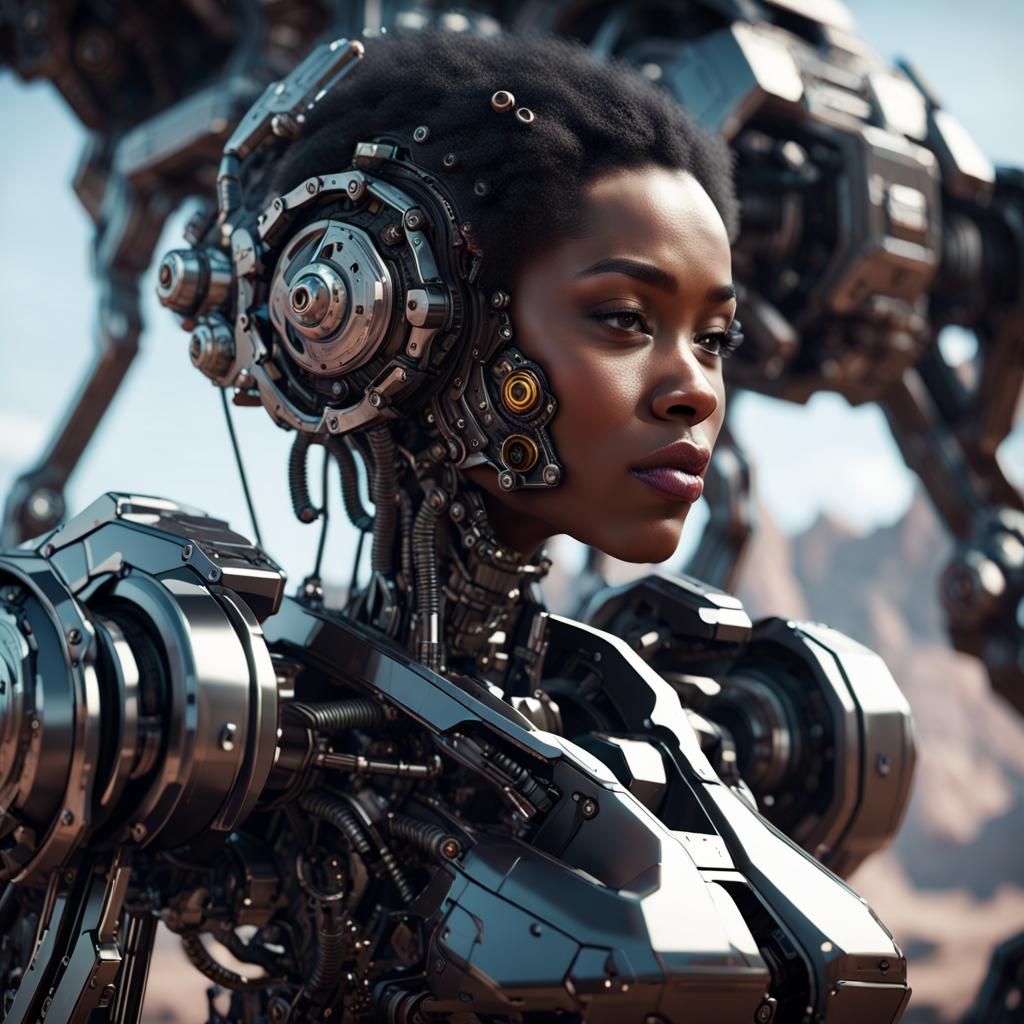 Futuristic Black Woman with Intricate Mech Details