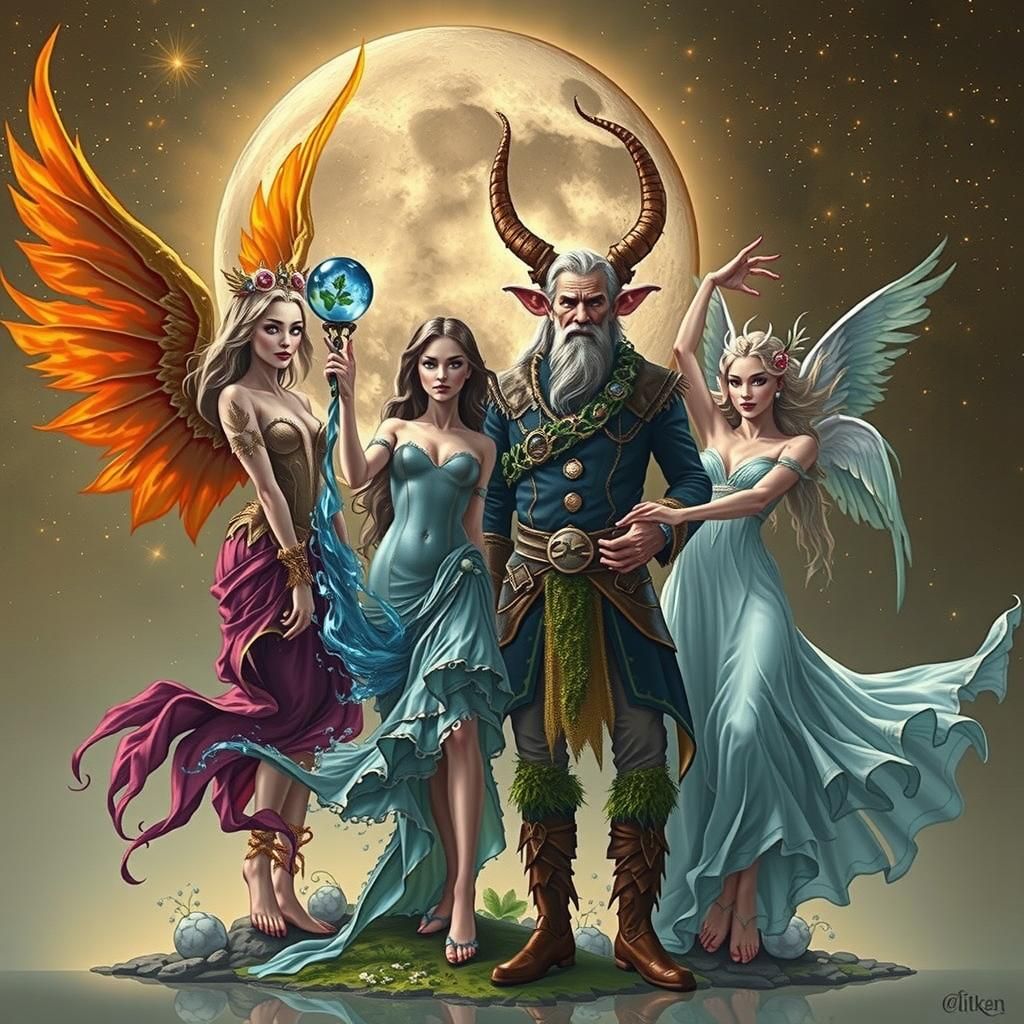 Mystical Elemental Quartet in Ethereal Realm