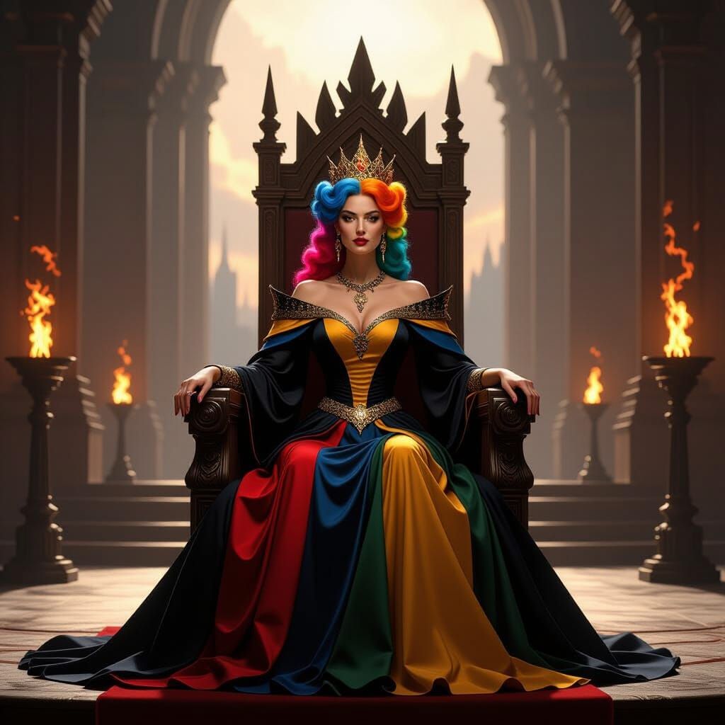 Elemental Queen in a Grand Throne Room