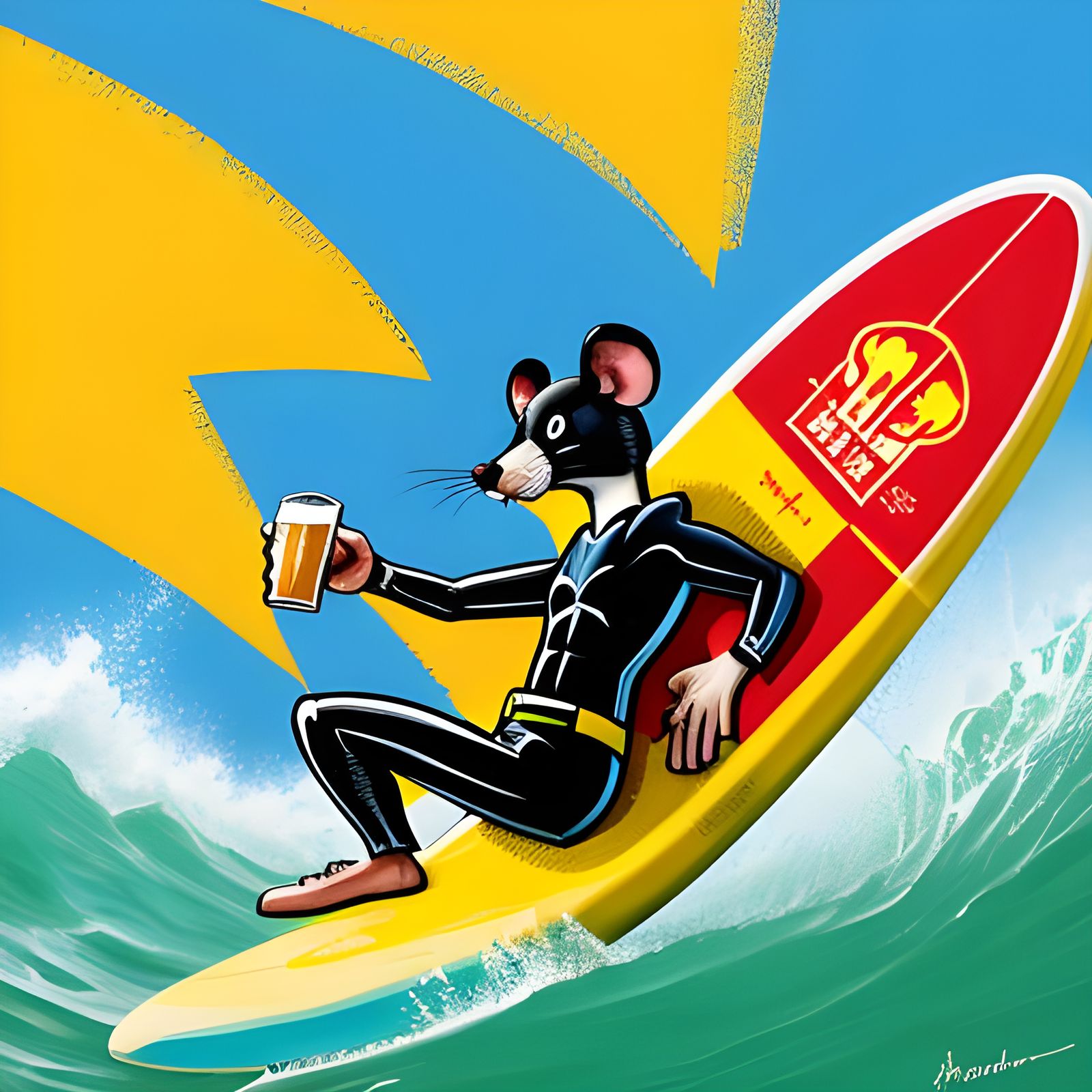 Supermouse Surfing in Hawaii: Abstract Art