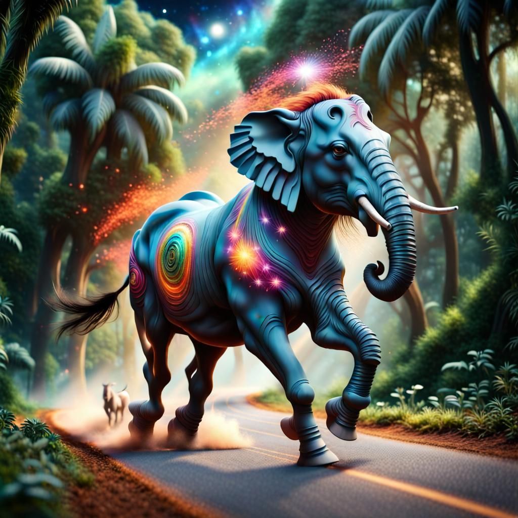 Energetic Hybrid Creature Unleashing Cosmic Power