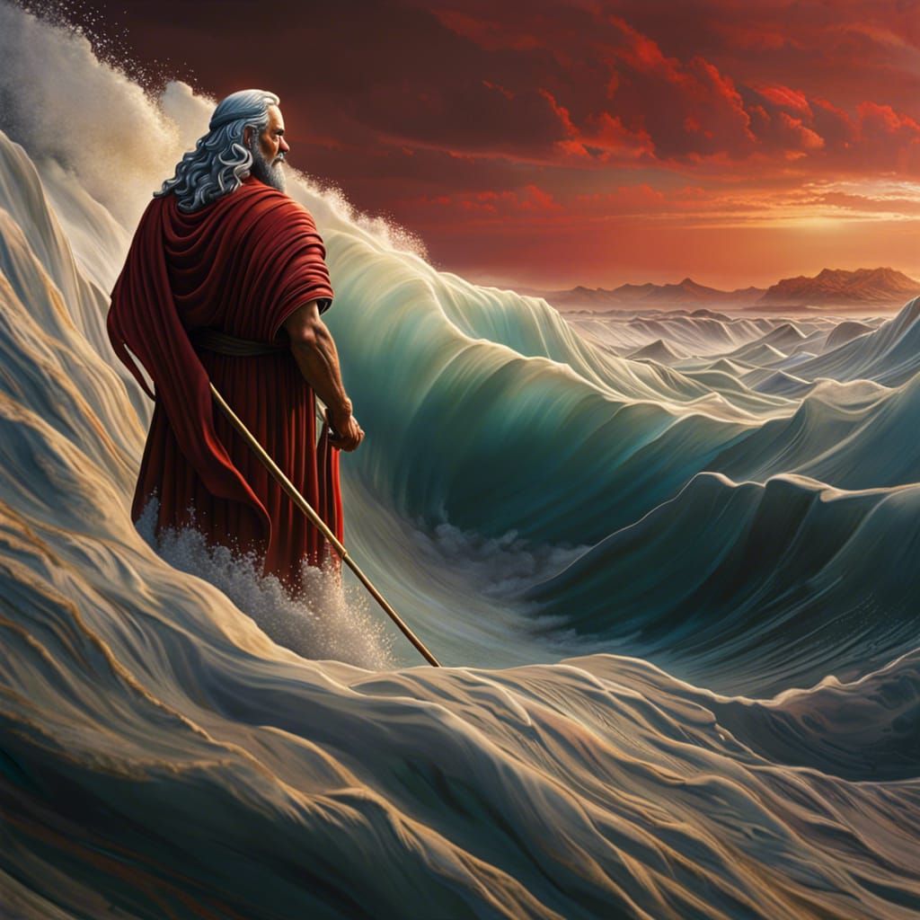 Moses Parts the Red Sea in Hyperrealism