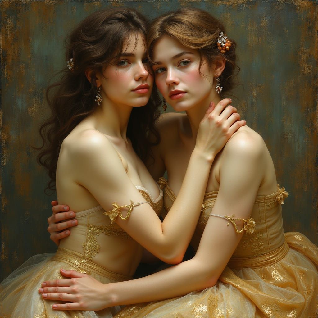 Elegant Woman in Art Nouveau Style Painting