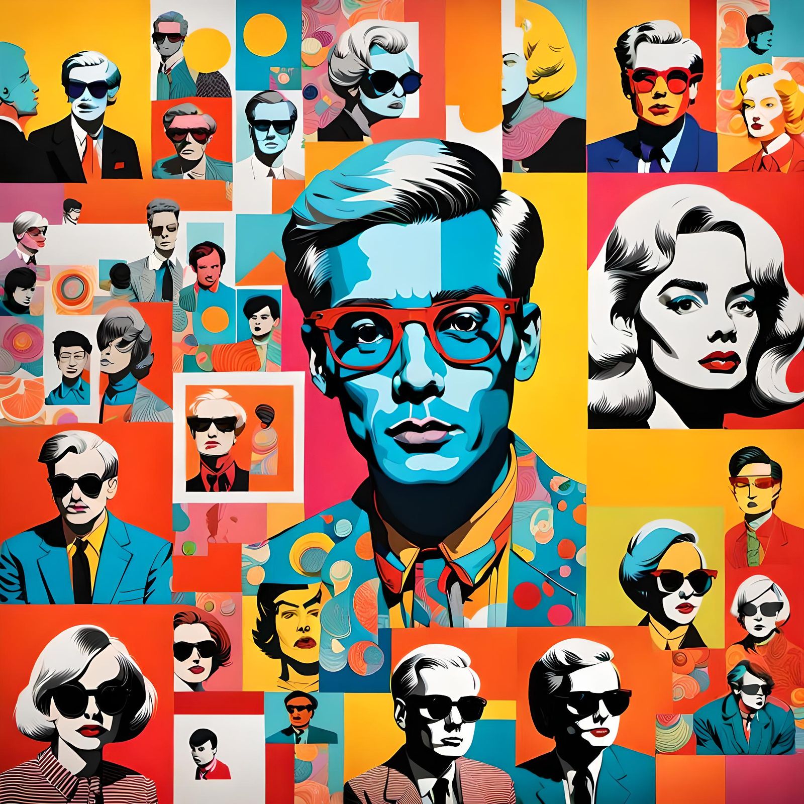 Pop Art Collage of Whimsical Characters