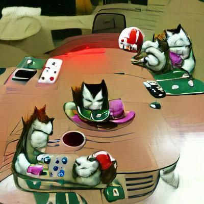 Cats Playing Poker Cartoon Illustration