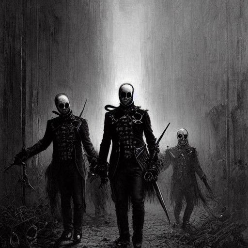 Nightmarish Black Parade in Dark Fantasy Style