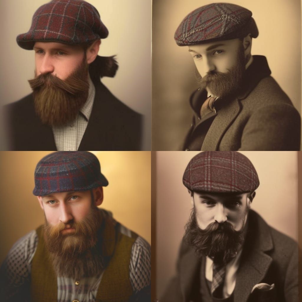 Burly Scottish Man with Beard and Tweed Cap