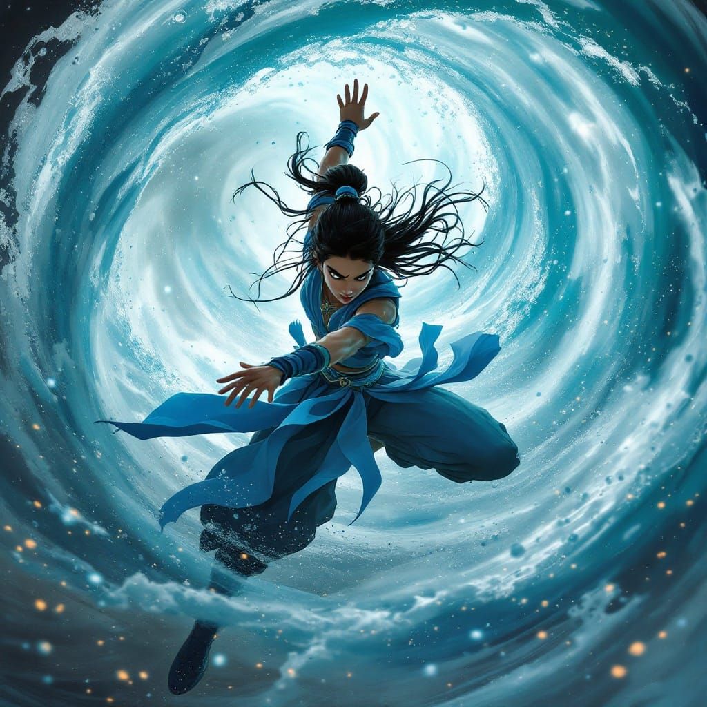 Korra Bends Air in Hyperreal Style