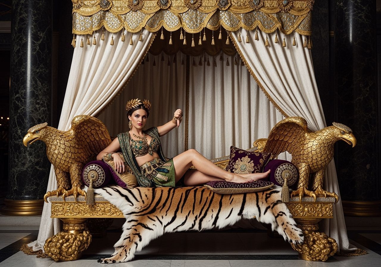 Roman Empress on Lavish Eagle Chaise Longue
