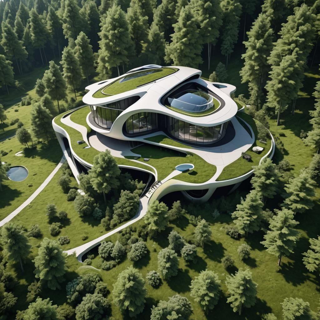 Futuristic Country Cabin in Zaha Hadid Style