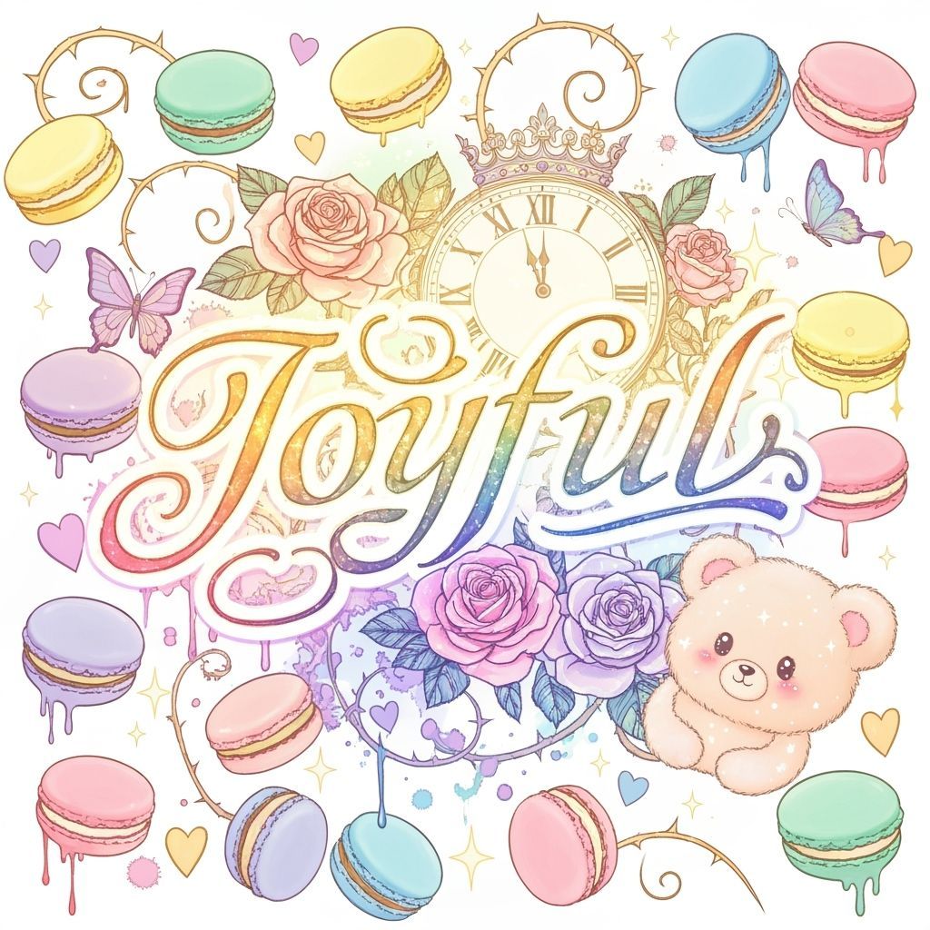 Kawaii Pastel Macaron Fantasy with Gothic Roses and Clock