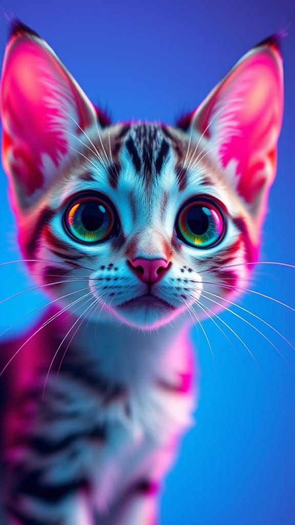 Futuristic Feline with Shimmering Eyes