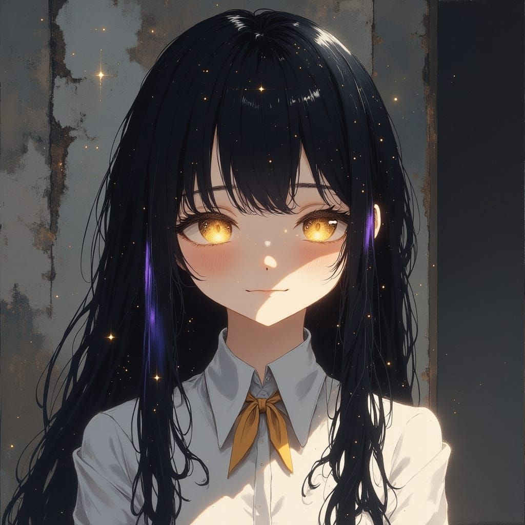 80s Anime Portrait of Japanese Schoolgirl with Ghosts