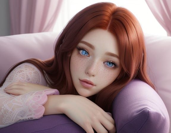 Surreal Anime Girl in Dreamy Repose