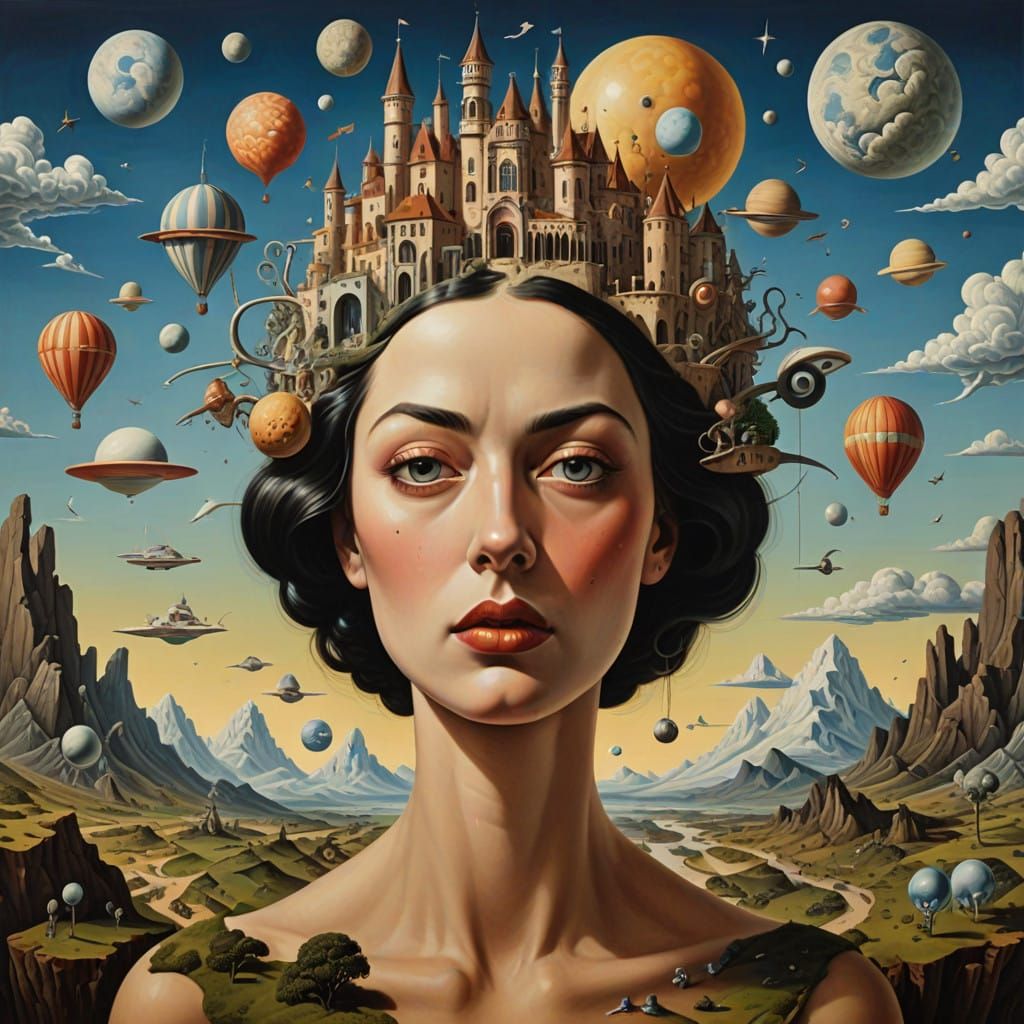 Dreamlike Surrealist Scene in Vibrant Colors