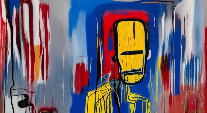 Boy and Dog in Neo-Expressionist Landscape