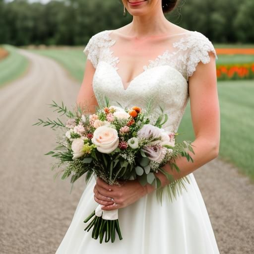Bride Holding Flowers at Her Wedding