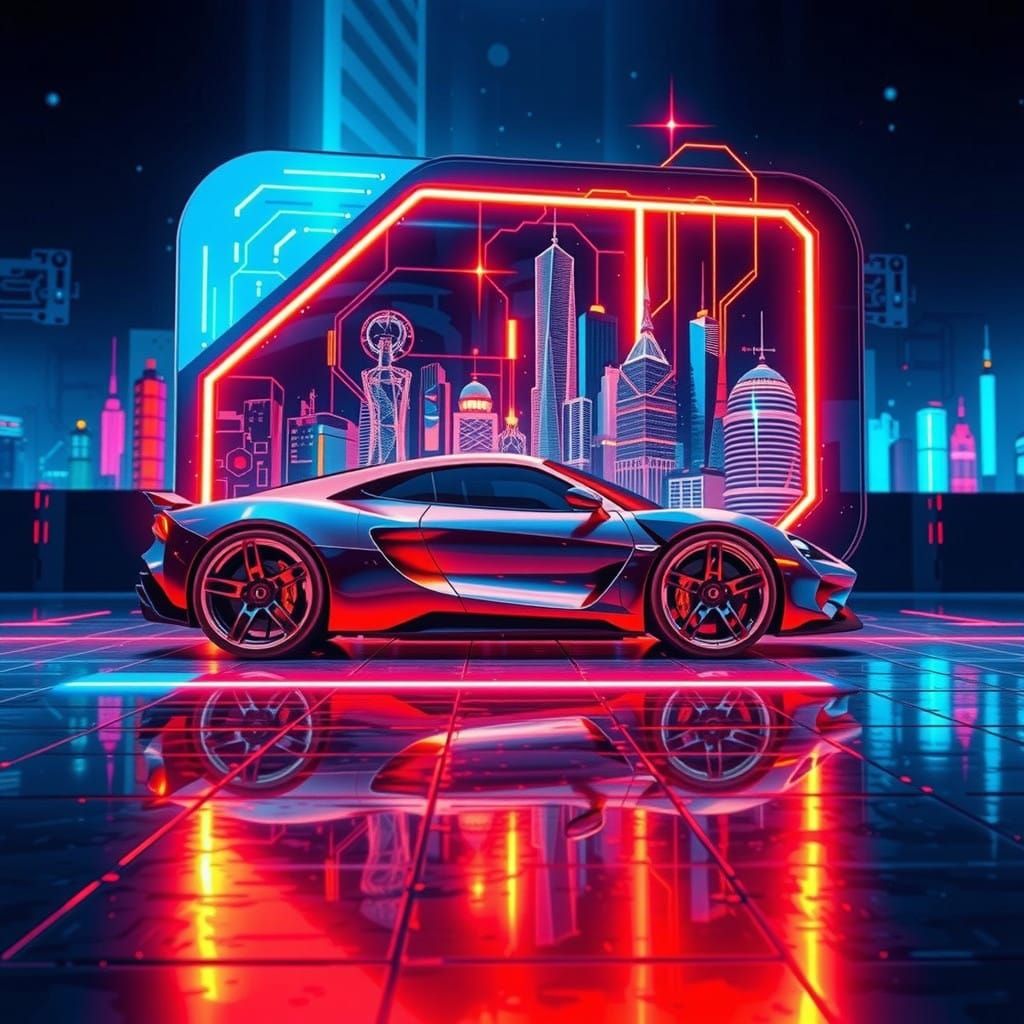 Sleek Cyberpunk Cityscape Unveils Auto Artistry