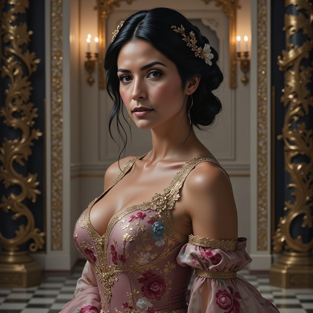 Elegant Woman in a Sumptuous Gown