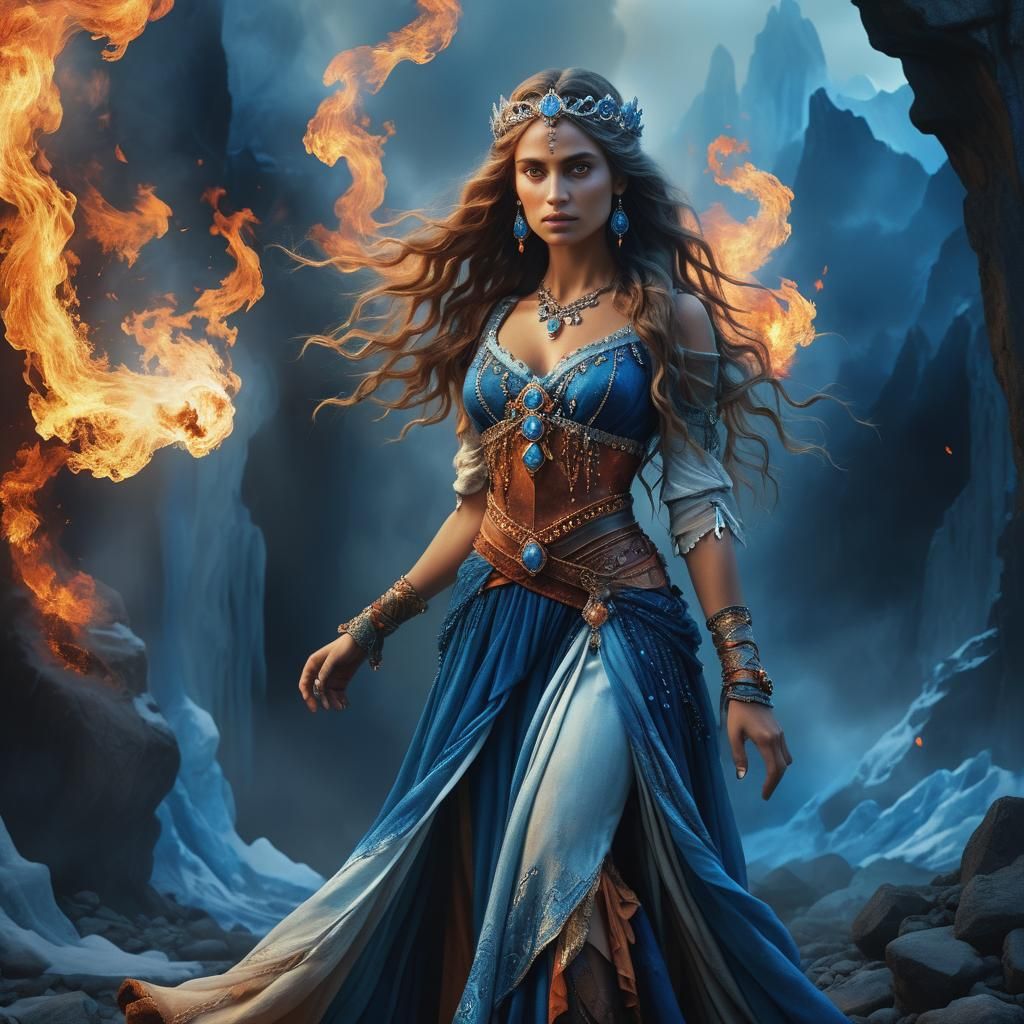 Ethereal Fire and Ice Gypsy Princess in Digital Art